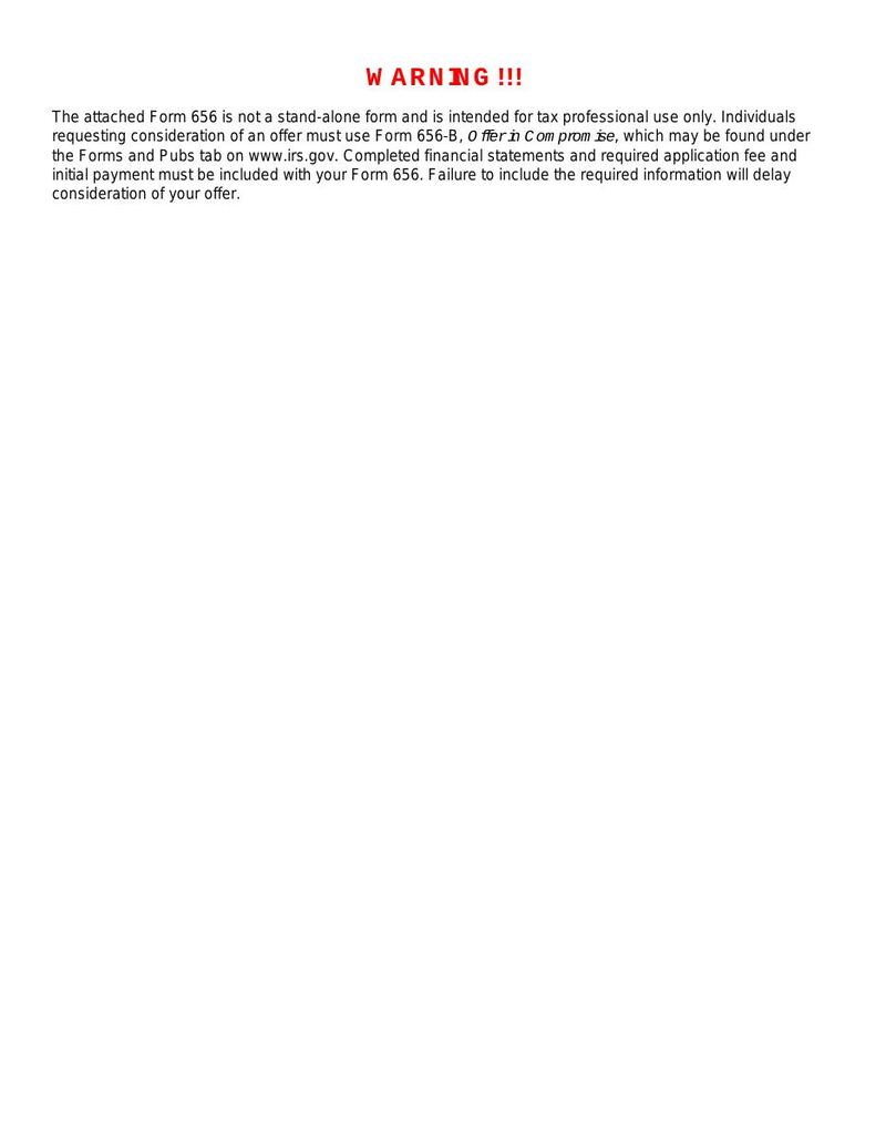 First page of IRS Form 656 — Offer in Compromise